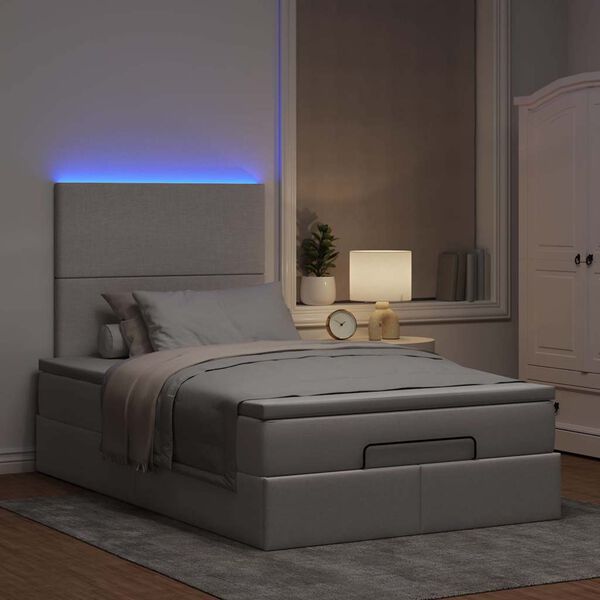 vidaXL Ottoman bed met matras en LED's 120x190 cm stof taupe
