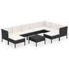 vidaXL 10-delige Loungeset met kussens poly rattan zwart