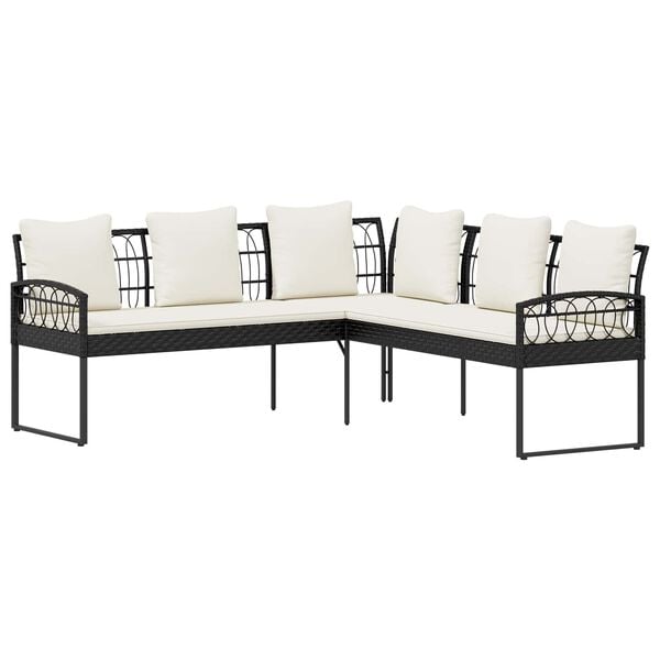 vidaXL Tuinbankenset met kussen 2 pcs Zwart Staal