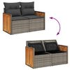 vidaXL 7-delige Loungeset met kussens poly rattan acacia grijs