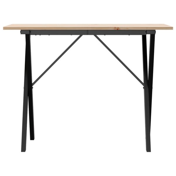 vidaXL Eettafel X-frame 100x50x75 cm massief grenenhout en staal