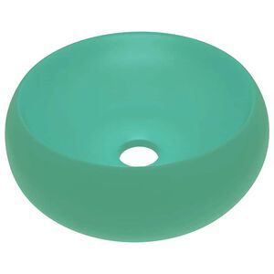 vidaXL Wastafel rond 40x15 cm keramiek mat lichtgroen