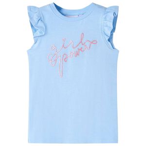 Kindershirt met ruches aan de mouwen 104 lichtblauw