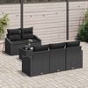 vidaXL Bankstel met kussen met opslag 6 pcs Zwart poly rattan