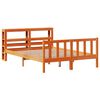 vidaXL Bedframe met hoofdbord massief grenenhout wasbruin 135x190 cm