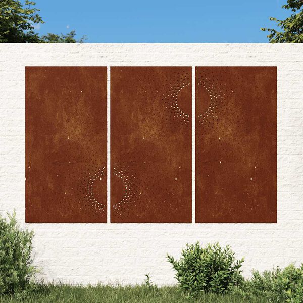 vidaXL Wanddecoratie tuin 3 st zonontwerp 105x55 cm cortenstaal