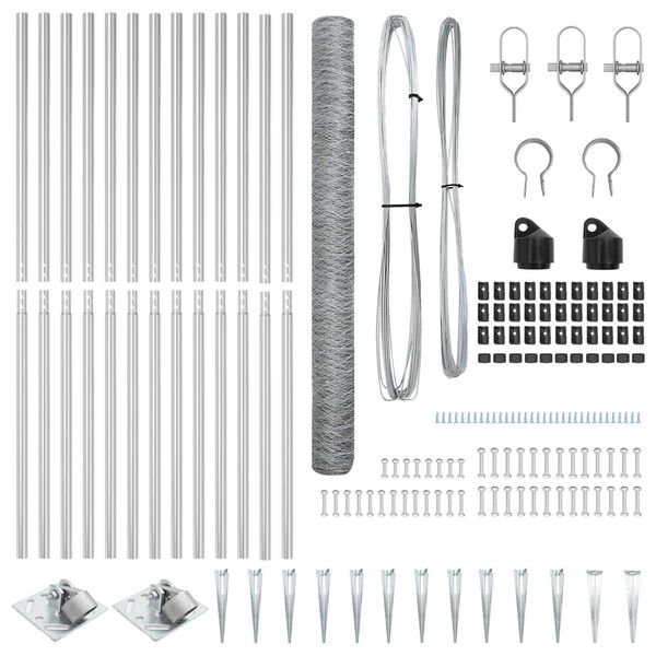 vidaXL Afrasteringspaal Zilver 25 x 1,6 m (50 mm gaas) Staal