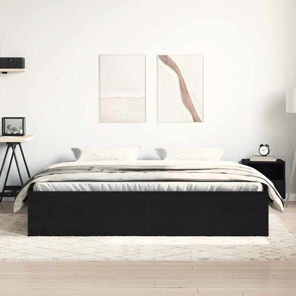 vidaXL Bedframe zonder matras 200x200 cm bewerkt hout zwart eikenkleur