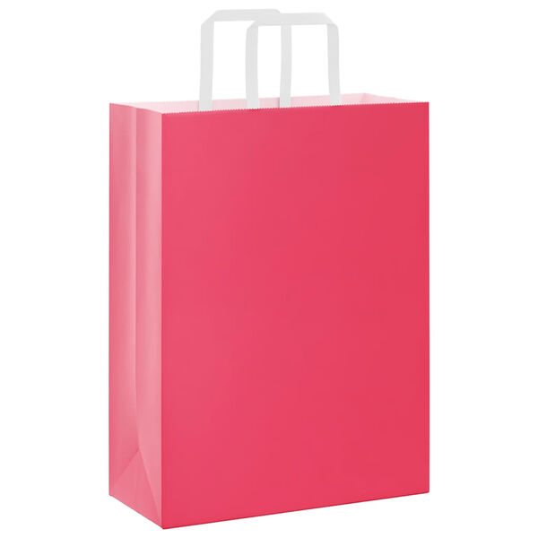 vidaXL Papieren zakken 50 st met hengsels 26x12x35 cm roze