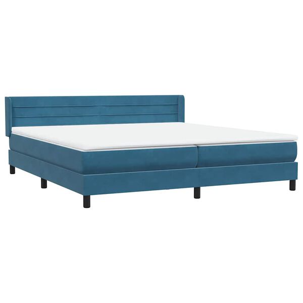 vidaXL Boxspring met matras fluweel donkerblauw 180x210 cm