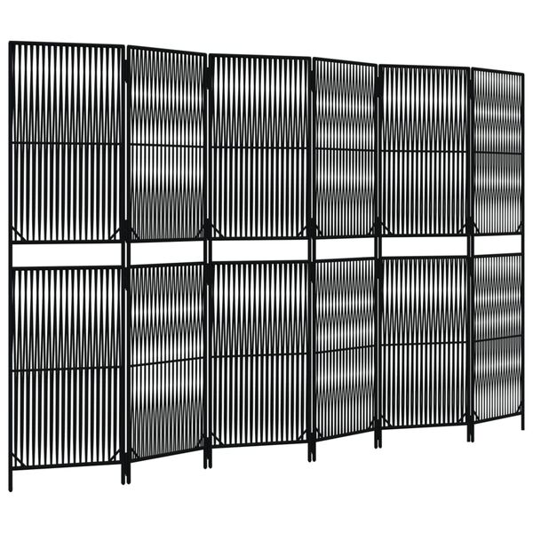 vidaXL Kamerscherm 6 panelen poly rattan zwart
