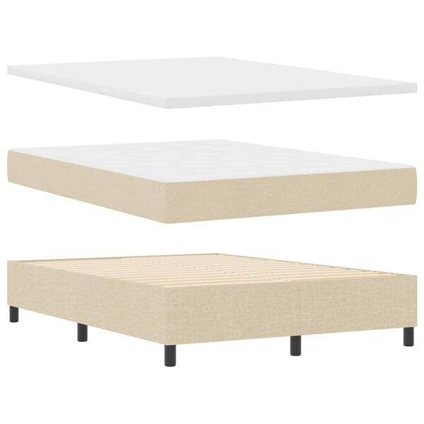 vidaXL Boxspringbed met matras met hoofdeinde Cr&egrave;me 160 x 200 cm Stof
