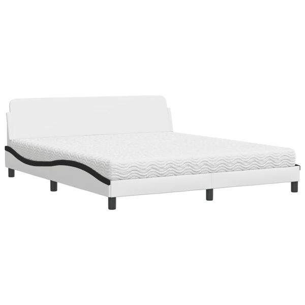 vidaXL Bed met matras "Dover" kunstleer wit en zwart 180x200 cm