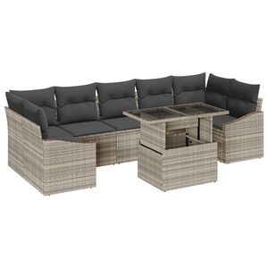 vidaXL Tuin Sofa Set met opslag 8 pcs Lichtgrijs Poly riet