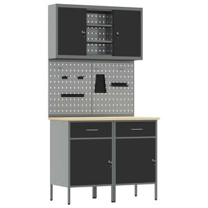 vidaXL Werkkast set 8 st Grijs Poedergecoat staal en gefabriceerd hout