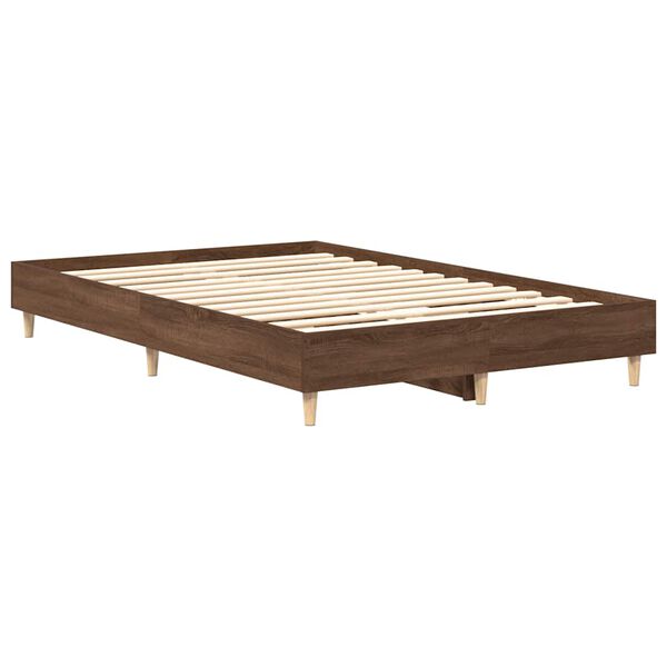 vidaXL Bedframe zonder matras 135x190 cm spaanplaat bruin eiken