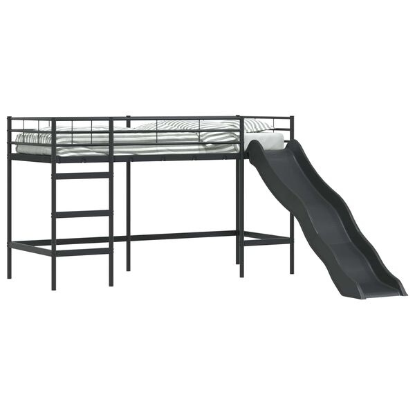 vidaXL Kinder loft bedframe met glijbaan Zwart en Anthraciet