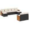 vidaXL 9-delige Loungeset met kussens poly rattan zwart