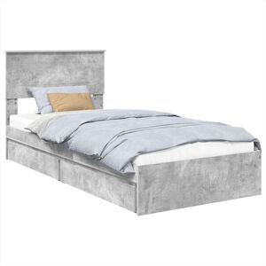 vidaXL Opslag bed met hoofdeinde Beton Grijs 70 x 190 cm Bewerkt hout