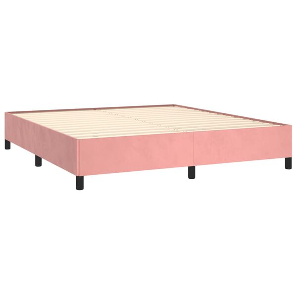 vidaXL Boxspring met matras fluweel roze 160x200 cm