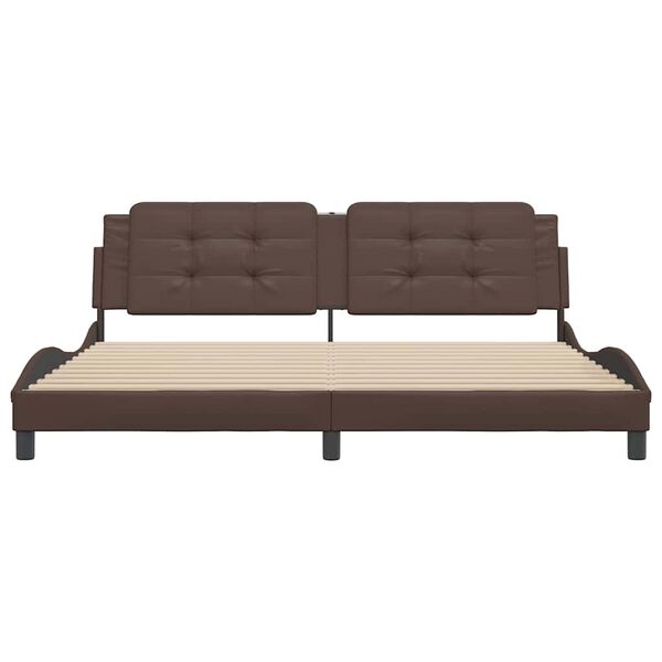 vidaXL Bedframe zonder matras "Zadar" kunstleer bruin 200x200 cm