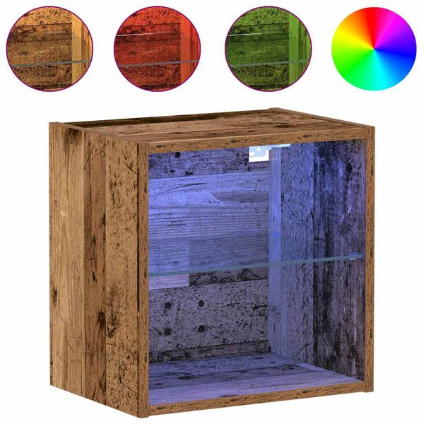 vidaXL Wandplank met LED-verlichting 2 pcs Bruin 40 x 28,5 x 40 cm