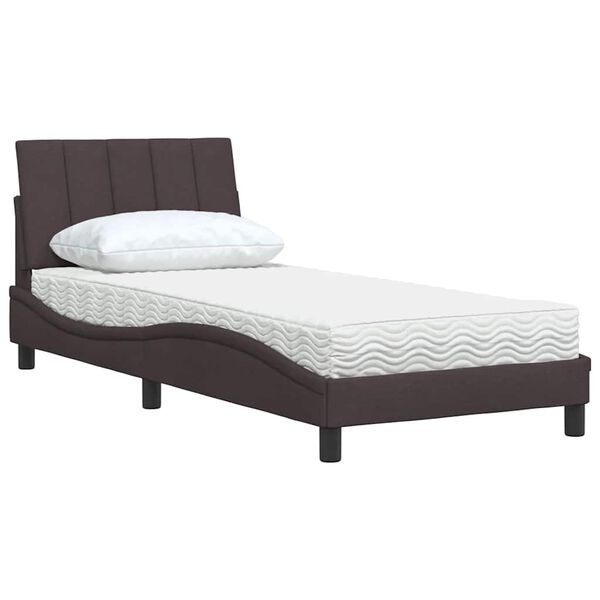 vidaXL Bed met matras "Hanko" stof donkerbruin 90x190 cm