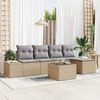 vidaXL Tuin Sofa Set met kussen 6 pcs Beige poly rattan