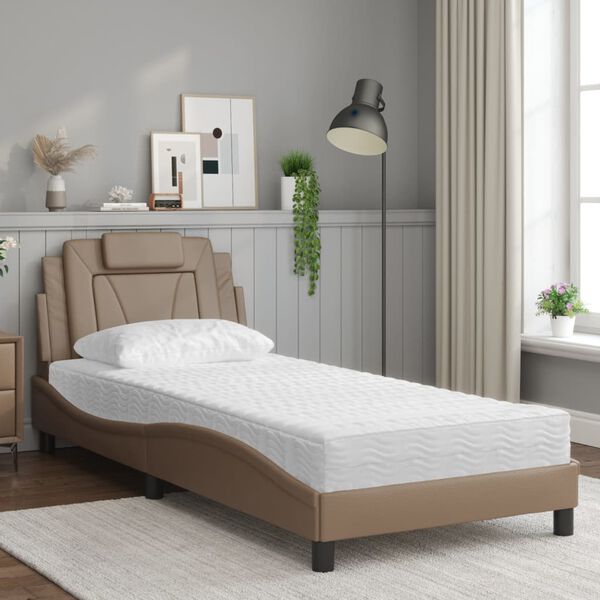 vidaXL Bed "Viana" met matras kunstleer cappuccinokleurig 90x200 cm