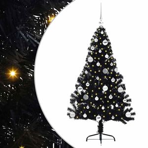 vidaXL Kunstmatig Voorverlicht Kerstboom met 150 LED Zwart 150 cm PVC