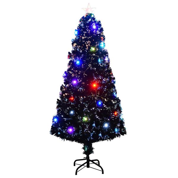 vidaXL Voorverlichte kerstboom met standaard en LED 150 cm glasvezel