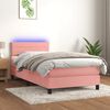 vidaXL Boxspring met matras en LED fluweel roze 90x200 cm