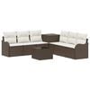 vidaXL Bankstel 8 st Bruin en Cr&egrave;me Wit Poly Rattan en Staal