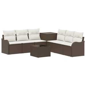 vidaXL Bankstel 8 st Bruin en Cr&egrave;me Wit 55 x 55 x 37 cm