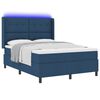vidaXL LED Box Spring Bed met matras Blauw 140 x 200 cm Stof