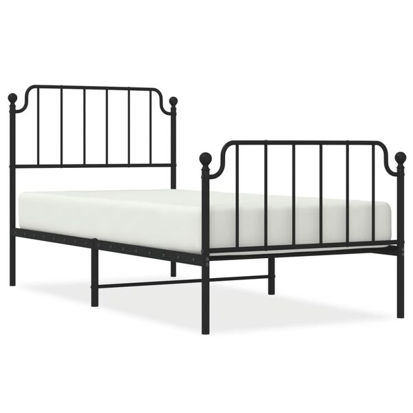 vidaXL Bedframe met hoofd- en voeteneinde&nbsp;metaal zwart 90x200 cm