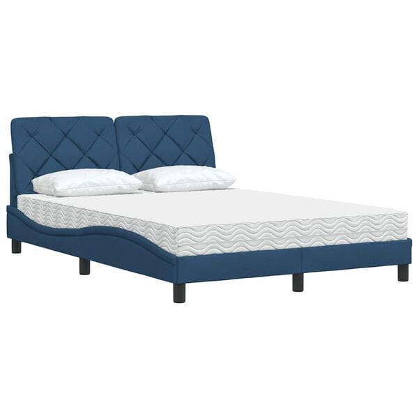 vidaXL Bed met matras stof blauw 120x200 cm