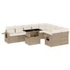 vidaXL 10-delige Loungeset met kussens poly rattan beige