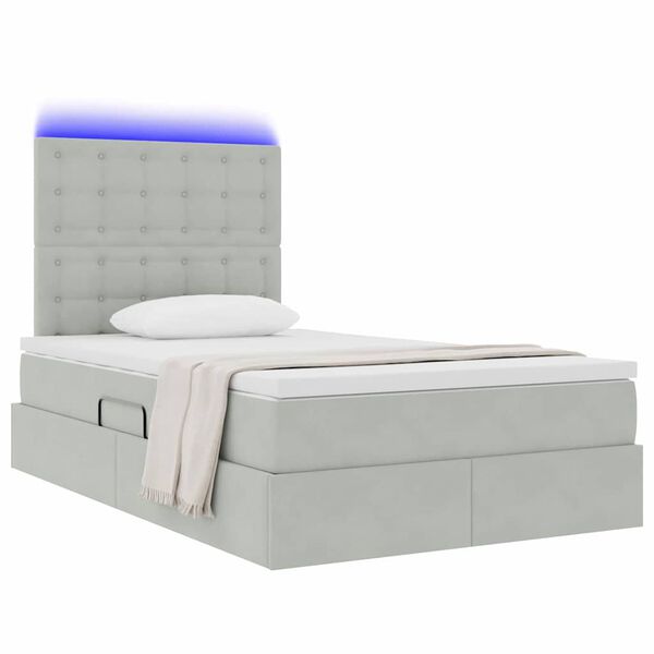 vidaXL Opbergbed met LED met matras Lichtgrijs 120 x 200 cm Fluweel