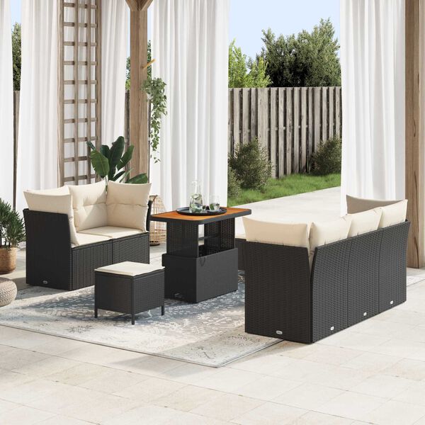 vidaXL Tuin Sofa Set 8 pcs Zwart poly rattan