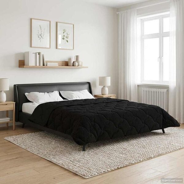 vidaXL Vol jaar dekbed Zwart 240 x 260 cm Microfiber en Teddy fleece