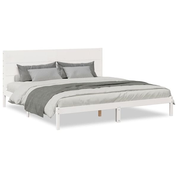 vidaXL Bedframe extra lang zonder matras massief hout wit 200x220 cm