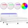 vidaXL Boxspring met matras en LED kunstleer wit 200x200 cm