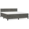 vidaXL Boxspring met matras fluweel donkergrijs 160x200 cm