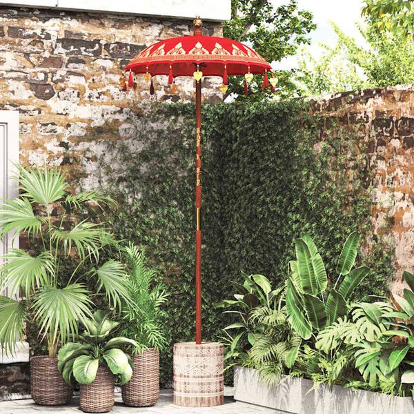 vidaXL Balinese parasol met basis Rood 95 x 95 x 260 cm