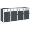 vidaXL Afvalbakberging vierdubbel 286x81x121 cm staal antraciet