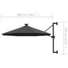 vidaXL Wandparasol met LED's 300 cm antracietkleurig