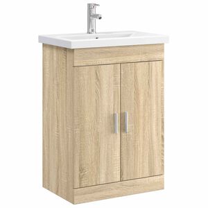 vidaXL Badkamermeubelset Sonoma Eiken 61 x 40 x 84,5 cm Bewerkt hout
