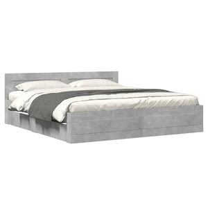 vidaXL Bedframe met hoofdeinde bewerkt hout betongrijs 200x200 cm
