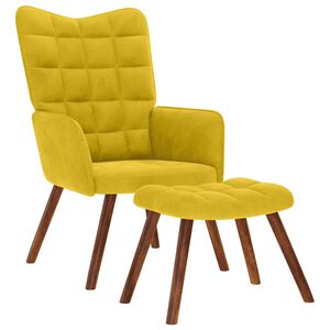 vidaXL Relaxstoel met kruk geel fluweel